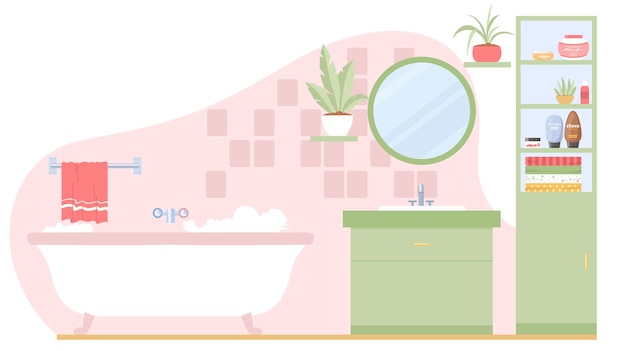 Baño con muebles diseño plano ilustración vectorial interior