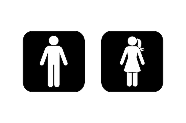 Baño público hombre mujer icono conjunto vector ilustración Baño signo símbolo palo figura silueta pictograma
