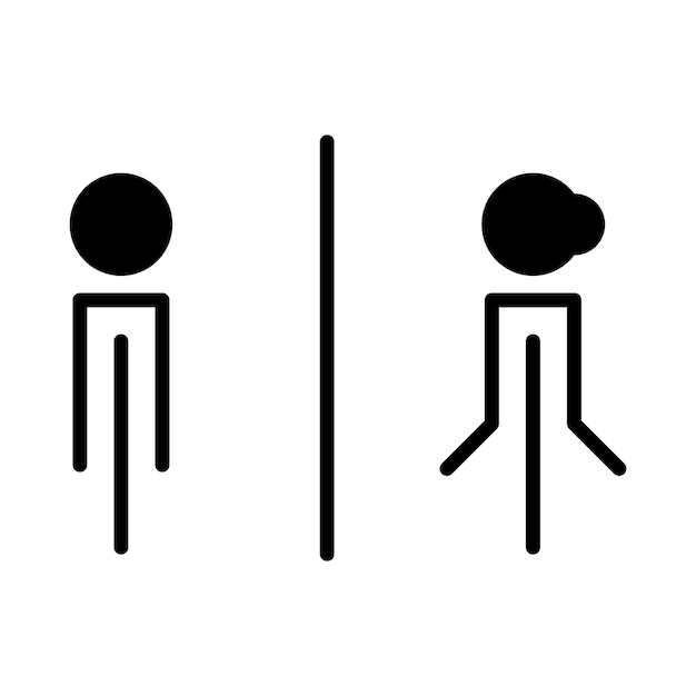 baño, señal, hombre y mujer, inodoro, y, baño, señal, símbolo, en, un, glyph, pictogram, ilustración