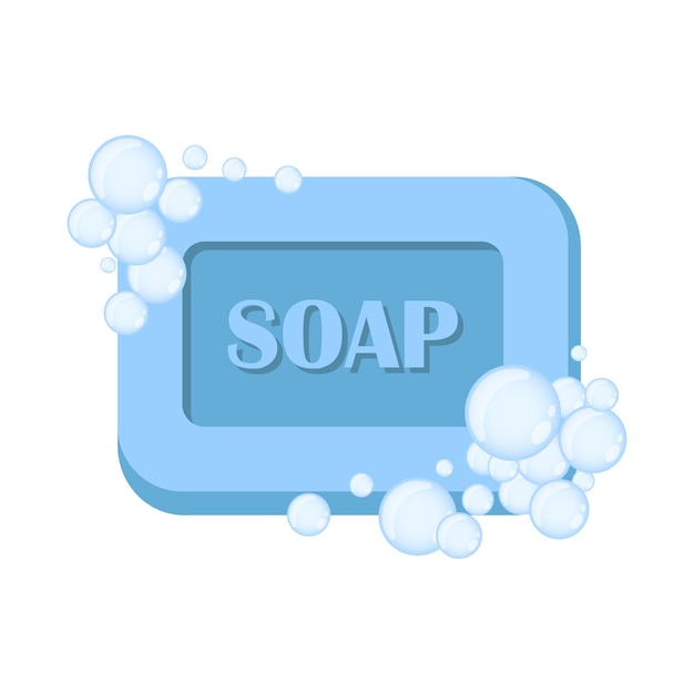 Bar de jabón con icono de espuma en estilo plano Producto cosmético para ilustración vectorial higiénica en fondo aislado