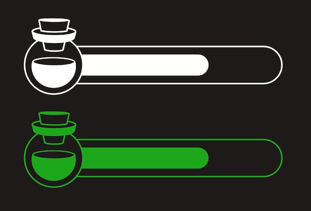 Bar de maná Botella de poción Elixir de salud o maná Vector clipart