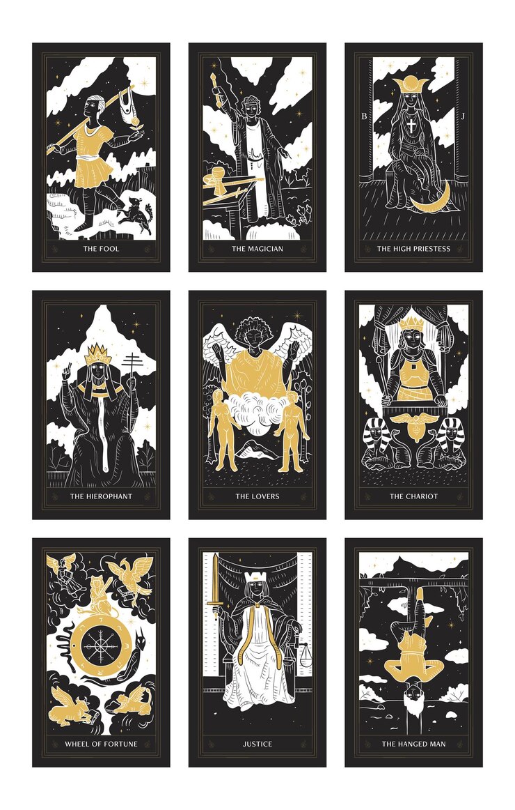 Vector la baraja de cartas del tarot arcanos mayores