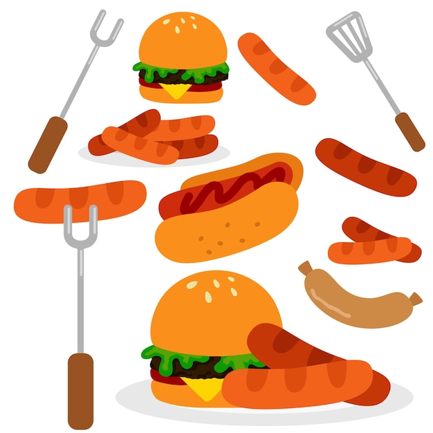 Vector barbacoa barbacoa comida diversión clipart