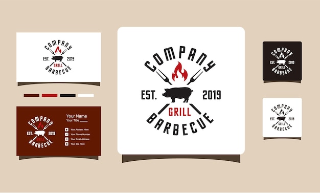 Barbacoa de cerdo y bistec con inspiración en el diseño del logotipo de la llama