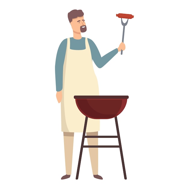 Barbacoa cocina icono dibujos animados vector familia cocinero cena en casa