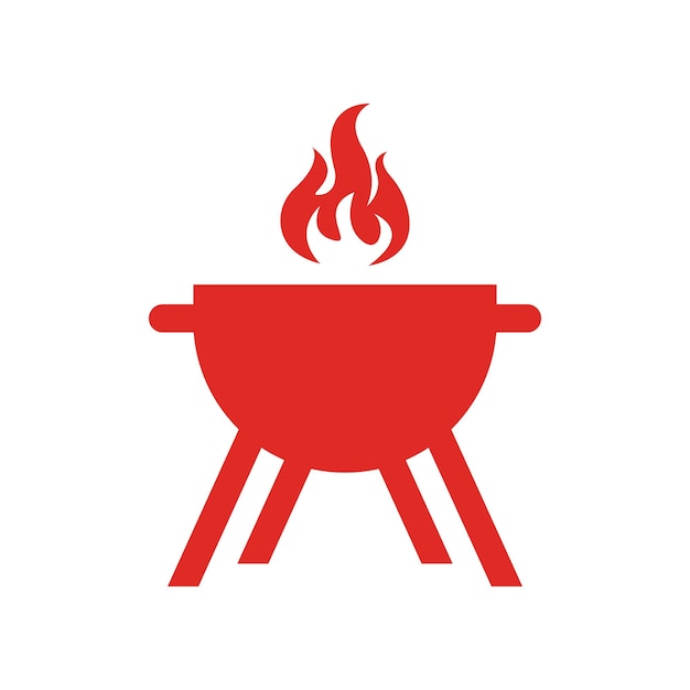 Barbacoa parrilla simple e icono de símbolo con logotipo de humo o vapor