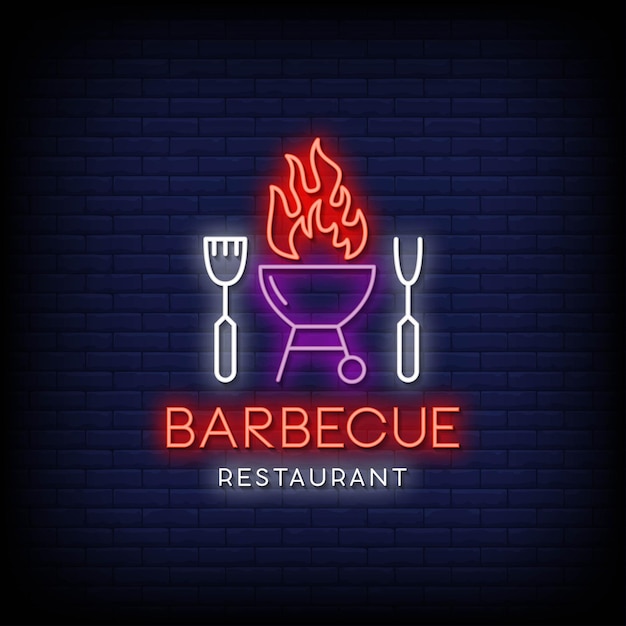 Barbacoa Restaurante Letreros De Neón Estilo Texto