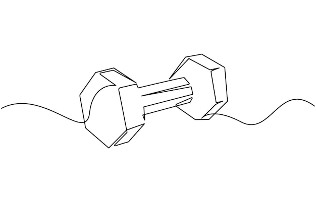 Barbel en un estilo de dibujo artístico de línea única continua Ilustración vectorial de concepto de deporte de fitness de gimnasio