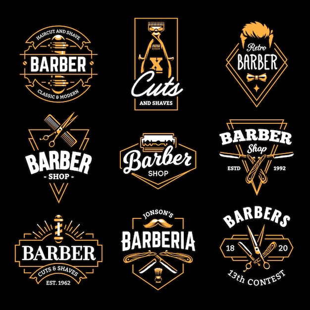 Barber Shop Emblemas Retro