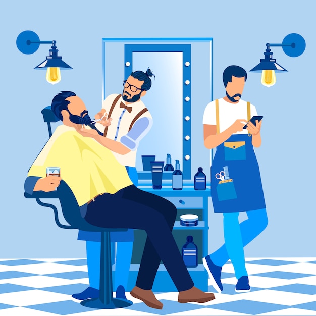 Barber Styling Client Beard en Salon Barbershop