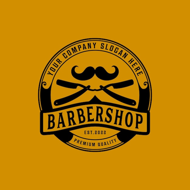 Barbería retro logo diseño vintage vector plantilla