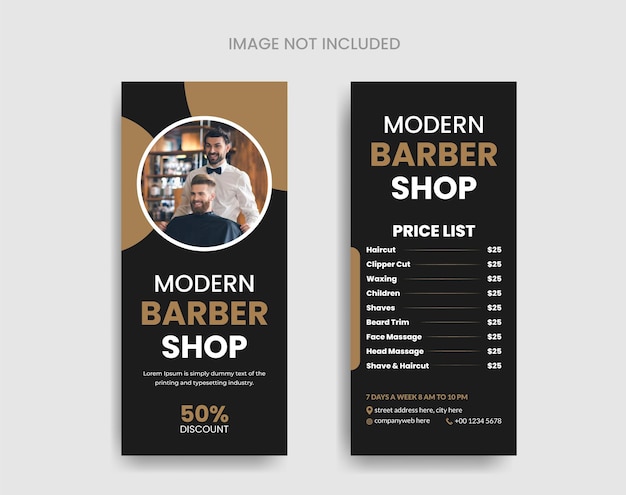 Barbershop Rack Card o Dl Flyer Template Diseño de tarjeta de rack de salón de belleza