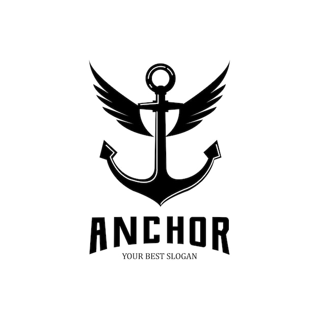 Barco ancla logo icono vector puerto retro diseño ilustración