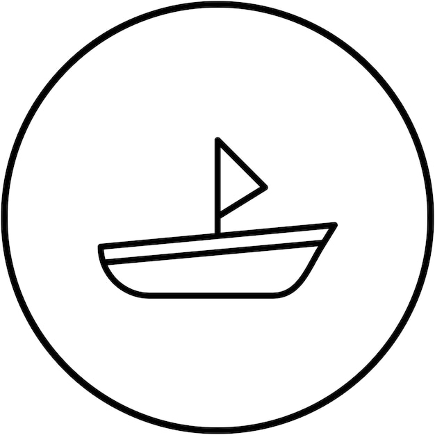 Vector un barco está en un círculo con un fondo blanco