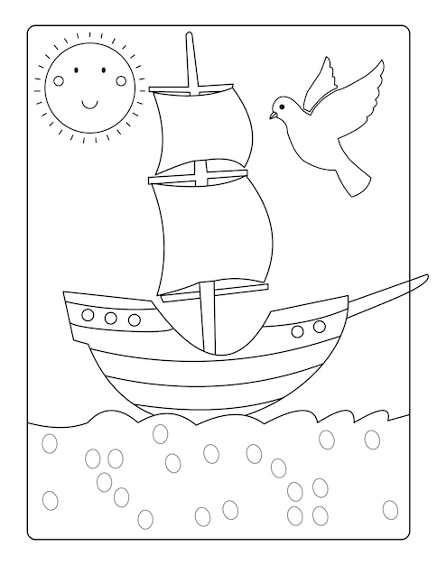 Barco para colorear páginas vector imprimir listo