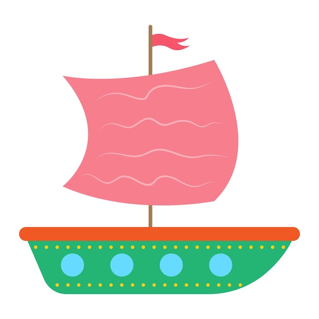 Barco colorido para niños con velas Ilustración vectorial