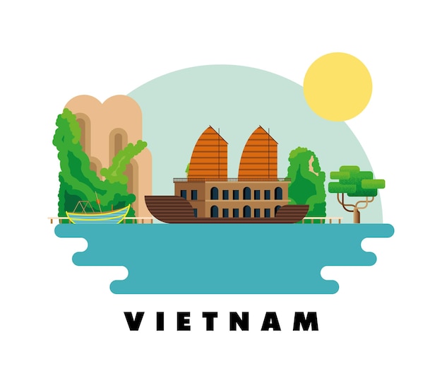 Vector barco de la cultura de vietnam