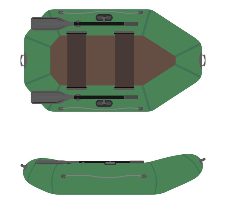 Vector barco de goma inflable para la pesca y el turismo ilustración vectorial de estilo plano
