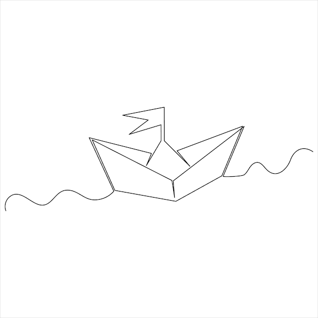 Barco de una línea continua dibujando línea, diseño de ilustraciones vectoriales