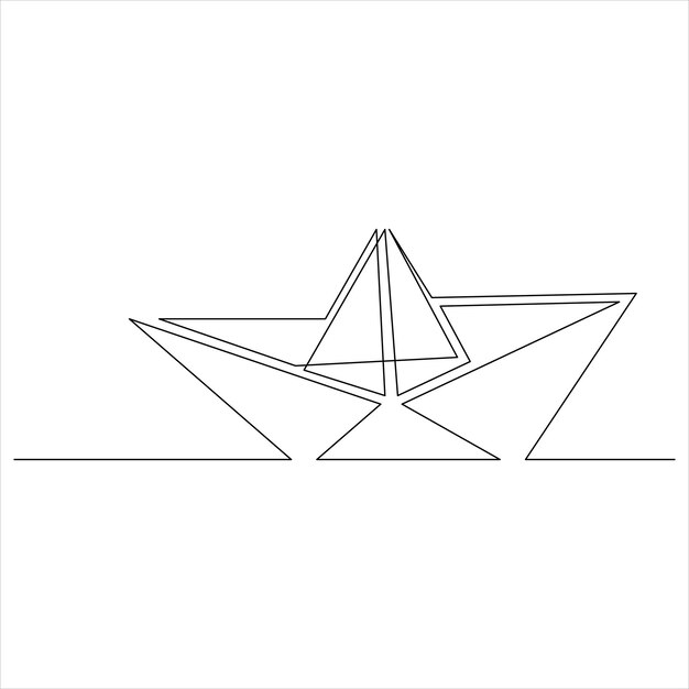 Barco de una línea continua dibujando línea, diseño de ilustraciones vectoriales