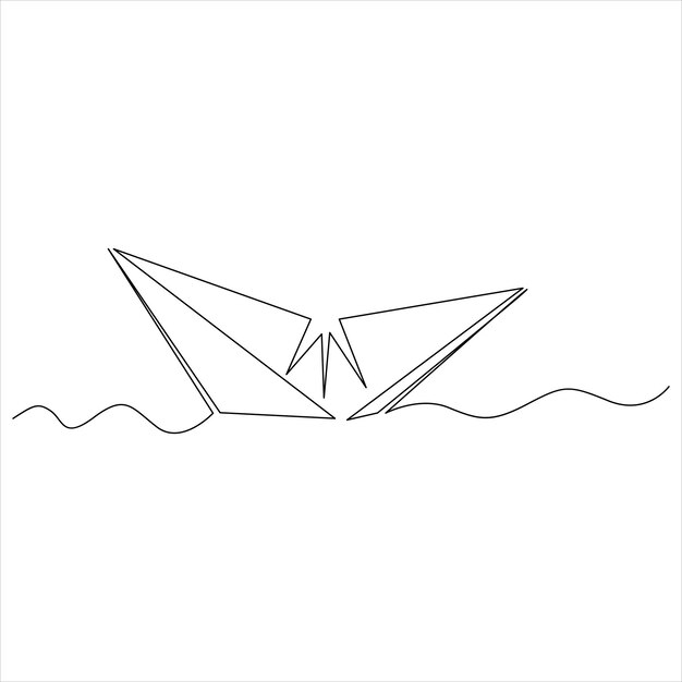 Barco de una línea continua dibujando línea, diseño de ilustraciones vectoriales