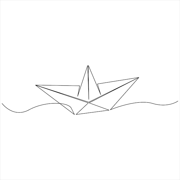Barco de una línea continua dibujando línea, diseño de ilustraciones vectoriales