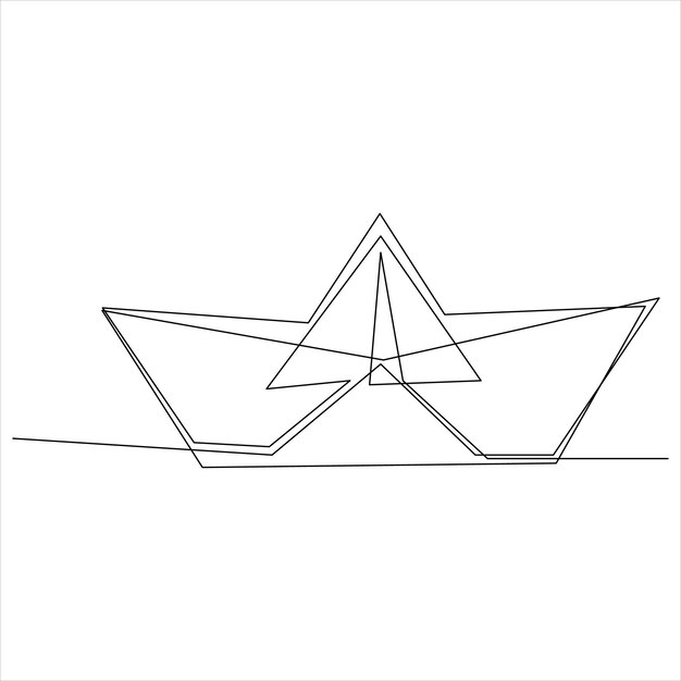 Barco de una línea continua dibujando línea, diseño de ilustraciones vectoriales
