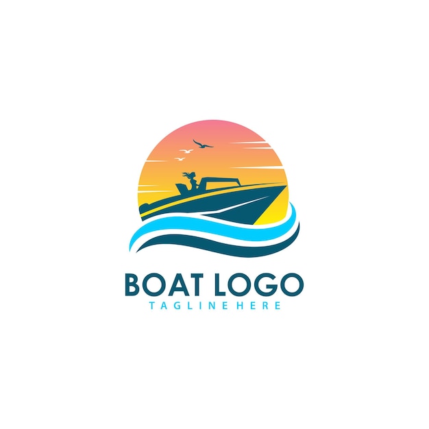 barco logo vector stock diseño premium