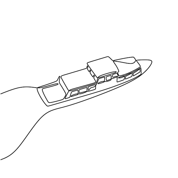 Barco mar oneline continuo arte de una sola línea dibujado a mano