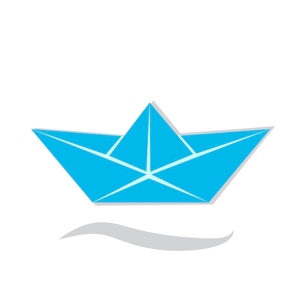 Barco de papel azul sobre fondo blanco Concepto de viaje Ilustración de origami con barco de papel azul Ilustración vectorial Imagen de stock