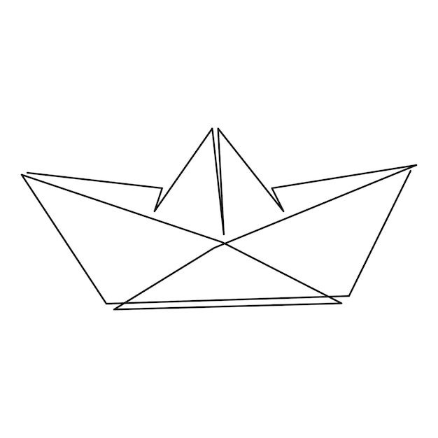 Barco de papel continuo dibujo de arte de una línea de ilustración de arte vectorial de contorno