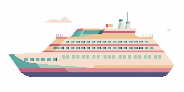 un barco con una parte superior colorida y una franja azul y rosa en la parte inferior