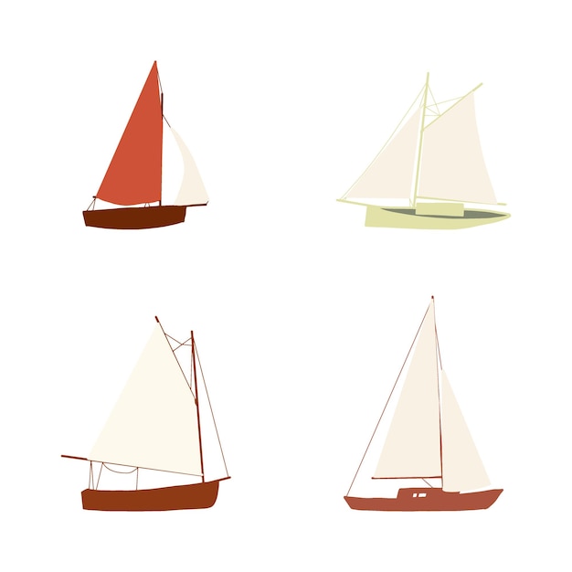 Barco de pesca Ilustración vectorial colorida Barcos pequeños en diseño plano