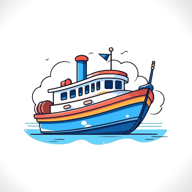 barco, vector, ilustración, barco, vector, ilustración