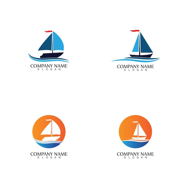 Barco de vela, cruceros diarios, viajes por mar, vector logo-icono