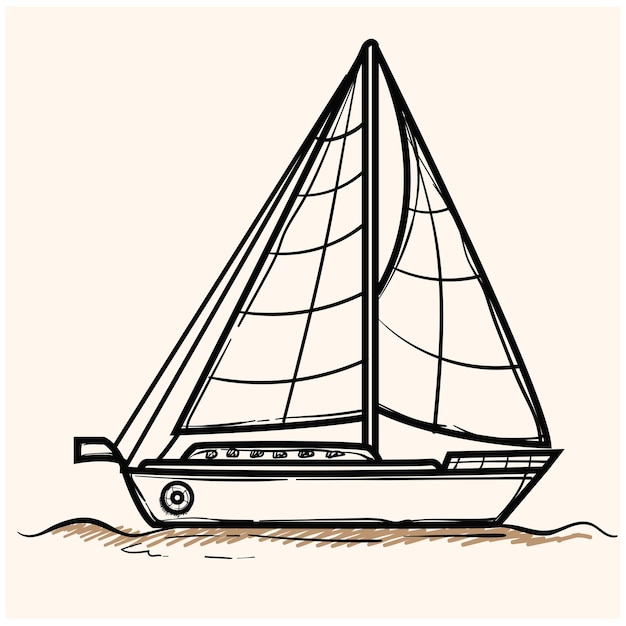 Barco de vela doodle icono vector mano dibujo