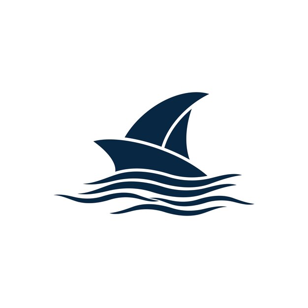 Barco de vela en la ola del océano con diseño de logotipo