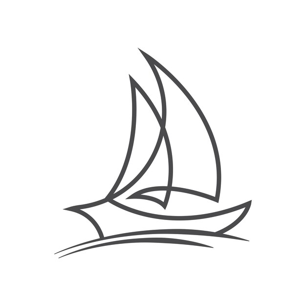 Vector barco de vela en la ola del océano con diseño de logotipo