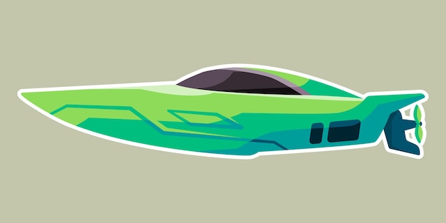 Vector barco de velocidad rápido transporte marítimo oceánico vacaciones modernas actividad en la naturaleza color verde