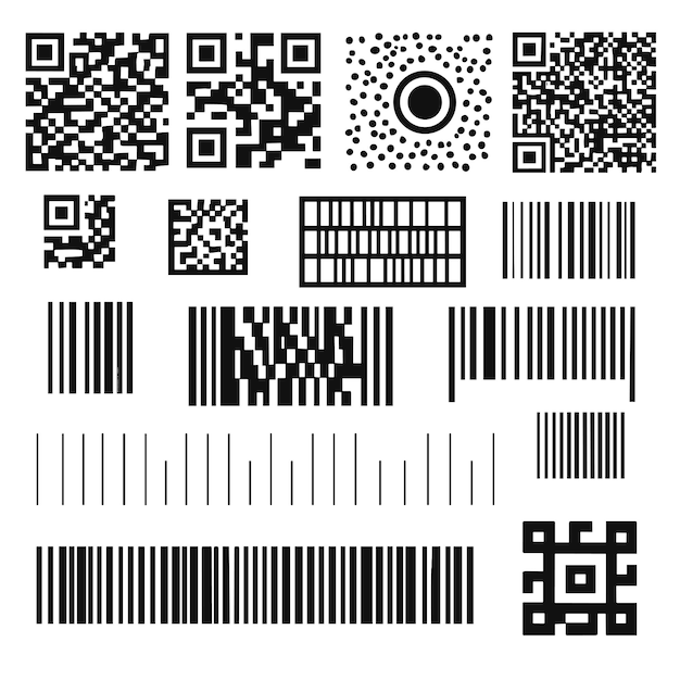 Barcode and QR Code Set A versatile set of barcodes and QR code elements for digital use