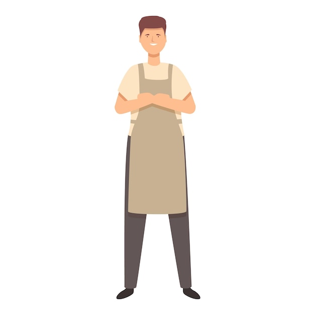 Vector barista feliz icono masculino vector de dibujos animados primer trabajo adolescente cliente uniforme