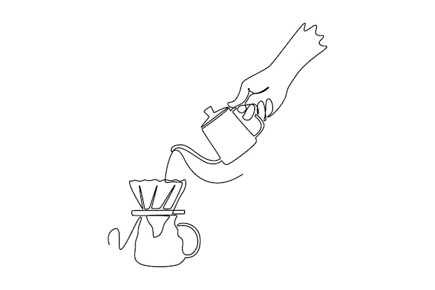 Barista haciendo concepto de café Diseño de dibujo de línea única Ilustración gráfica vectorial