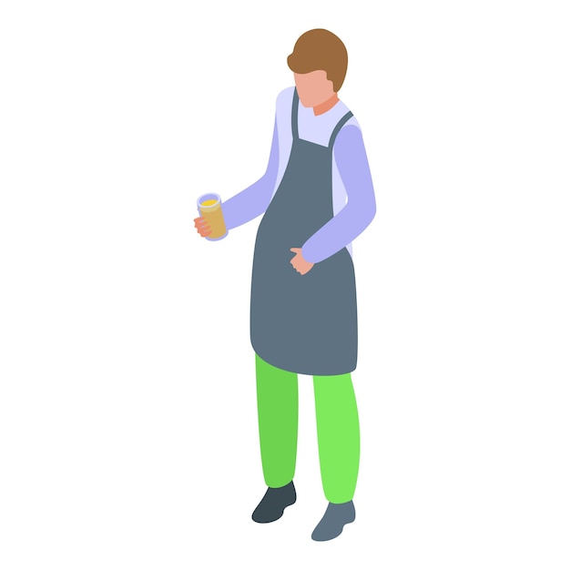 Barista sosteniendo un vaso de jugo de naranja vista isométrica