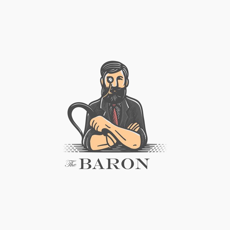 Barón de personaje vintage con logotipo icónico de látigo.