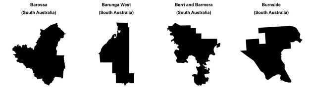 Barossa Barunga West Berri y Barmera Burnside mapas de contorno