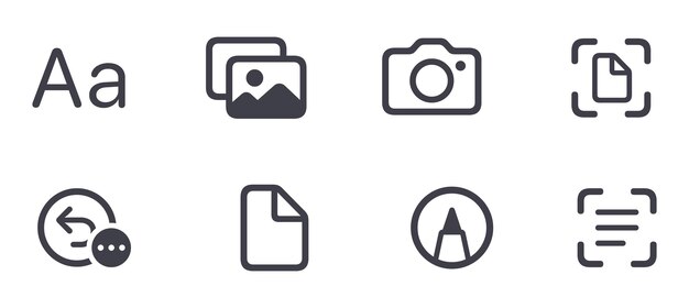 Barra de accesorios Botón de edición Herramientas Conjunto de íconos Iconos de la interfaz de usuario móvil de la web