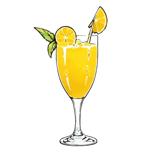 Vector barra de bebida de jugo de cócteles de naranja dibujados a mano y rodajas de ilustración de vector de naranja