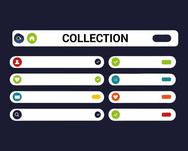 barra de búsqueda con colección de botones para vector de sitio web