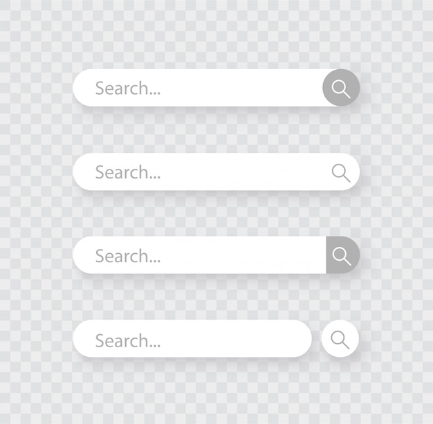 Vector barra de búsqueda, conjunto de cuadros de búsqueda con sombra