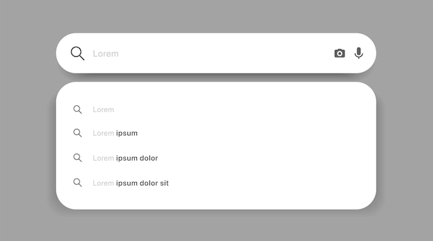 barra de búsqueda del motor de búsqueda del navegador de Internet para la dirección de búsqueda de la aplicación móvil de interfaz de usuario y barra de navegación